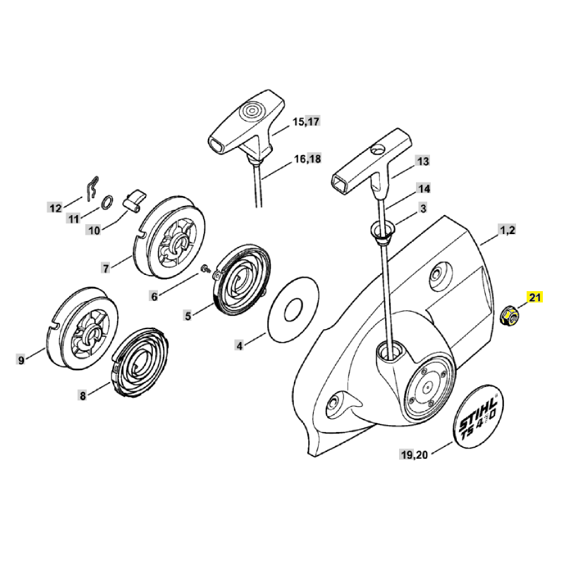 21 Hexagon Nut M8 for Stihl TS410 TS420 0