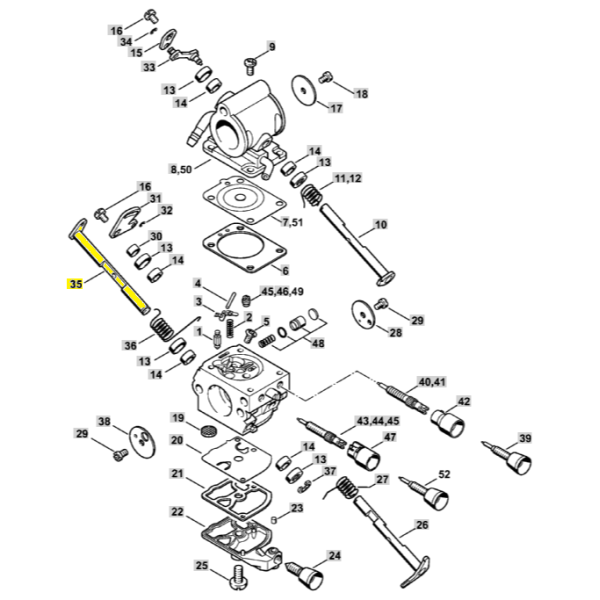 35  Choke Shaft With Lever for Stihl TS410